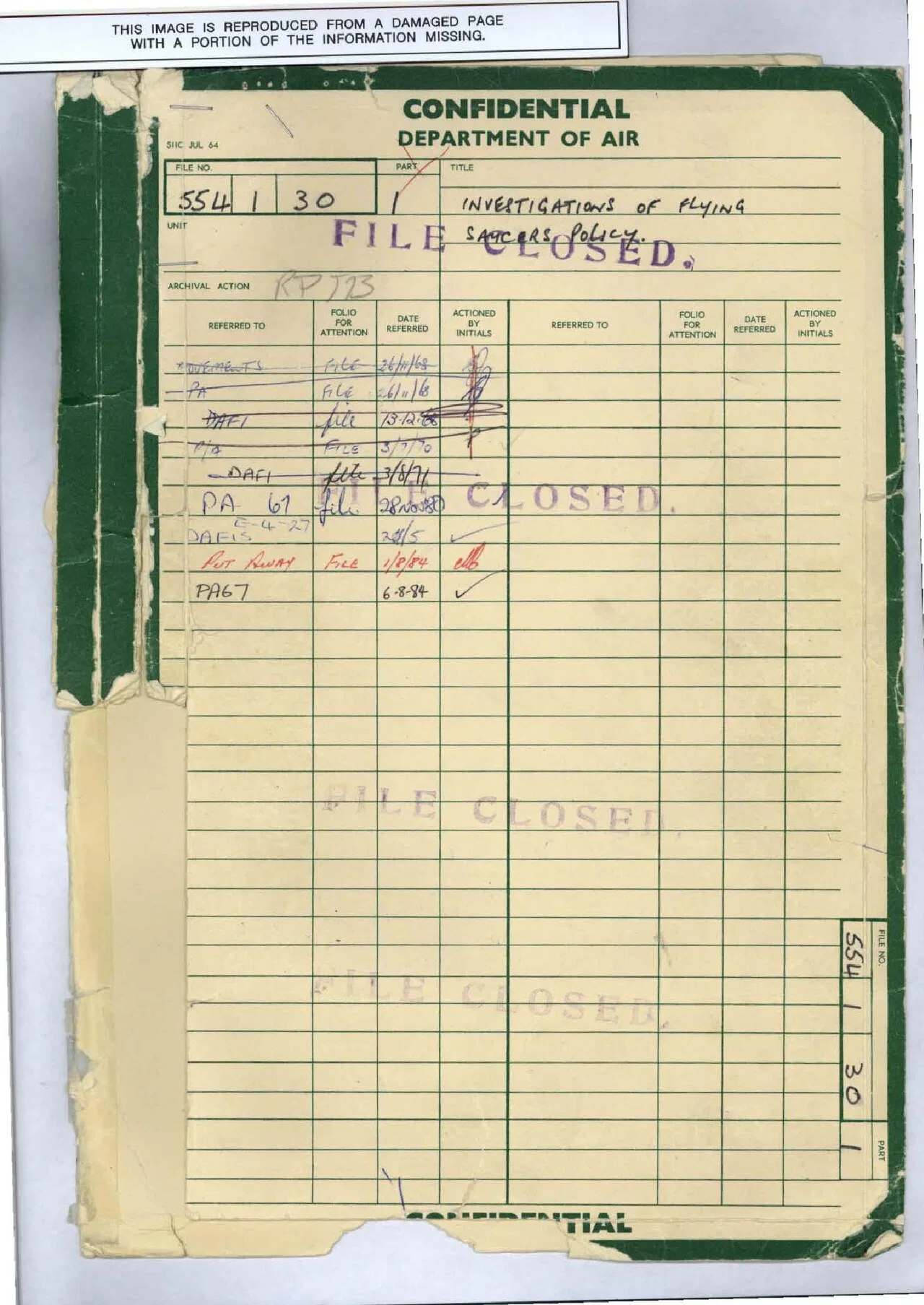 Investigations of flying saucers in Australia, A703, 554-1-30, part 1 Untitled