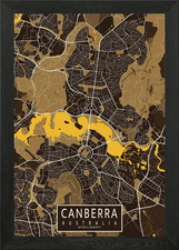 Listing image for Canberra City Map Pastel Framed Wall Art Poster Canvas Print Picture