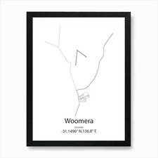 Listing image for Woomera,Australia Minimalist Map Ar Framed Wall Art Poster Canvas Print Picture