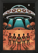 Listing image for UFO over Australian Outback with Na Framed Wall Art Poster Canvas Print Picture