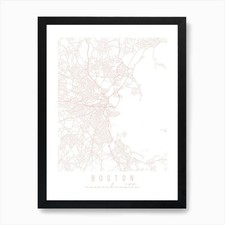 Listing image for Boston Massachusetts Light Pink Min Framed Wall Art Poster Canvas Print Picture