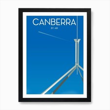 Listing image for Canberra By Air Travel map Art Prin Framed Wall Art Poster Canvas Print Picture