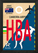Listing image for CANBERRA AIRPORT CODE HBA Framed Wall Art Poster Canvas Print Picture