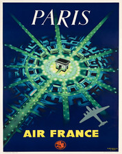 Listing image for Paris by Air France Poster Night Aviation Wall Art - 12X16/16X20/18X24/24X36